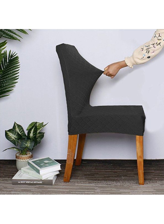 4-Piece Diamond Lattice Designed Protective Dining Chair Covers Black 48x4x48centimeter  - Image 3