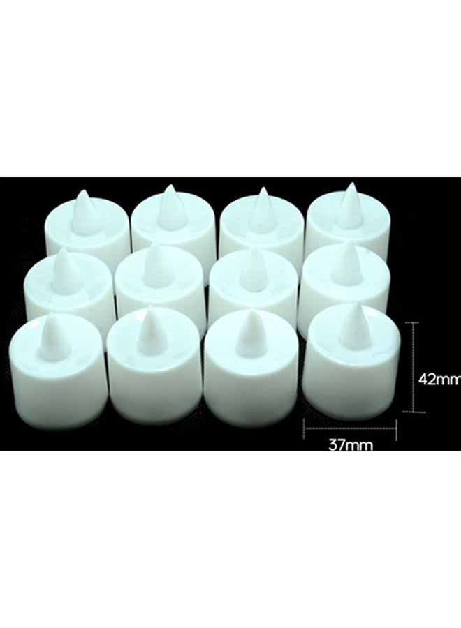 طقم مصابيح LED للزينة بتصميم شمعة بدون لهب مكون من 12 قطعة أبيض - Image 3