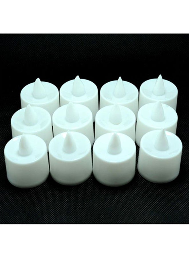 طقم مصابيح LED للزينة بتصميم شمعة بدون لهب مكون من 12 قطعة أبيض - Image 4