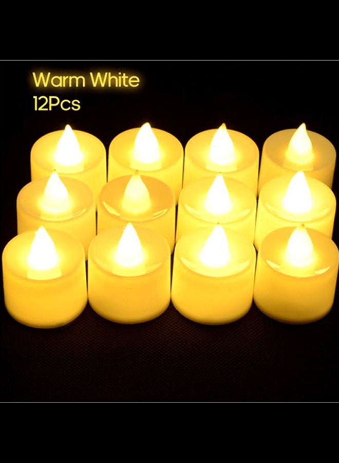 12-Piece Decorative LED Flameless Candle Lamp Set White 20x15x6centimeter - Image 2