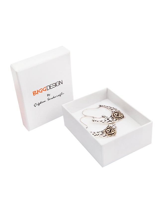 بيج ديزاين حلق أذن متدلي من البرونز والفضة على شكل برج السرطان - Image 3