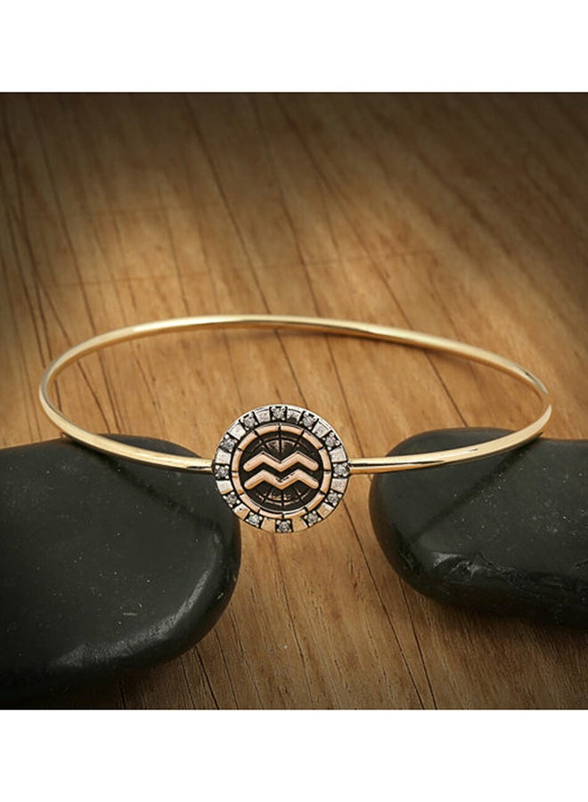 بيج ديزاين سوار من النحاس والفضة عيار 925 قيراط مرصع بحجر الزيركونيا على شكل برج الدلو - Image 3