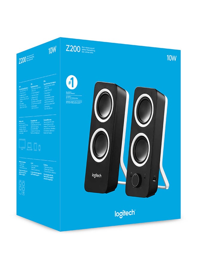 Logitech - Z200 PC Speakers, Stereo Sound, 10 Watts Peak Power, 2 x 3.5mm Inputs, Headphone Jack, Adjustable Bass, Volume Controls,PC/TV/Smartphone/Tablet Midnight Black - Image 1