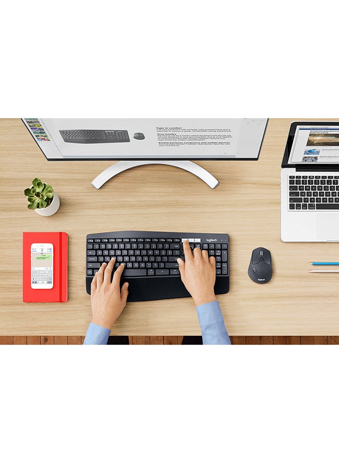 Logitech - MK850 Multi-Device Wireless Keyboard and Mouse Combo, 2.4GHz Wireless and Bluetooth, Curved Keyframe & Wireless Mouse, 12 Programmable Keys, 3-Year Battery Life, PC/Mac Black - Image 1