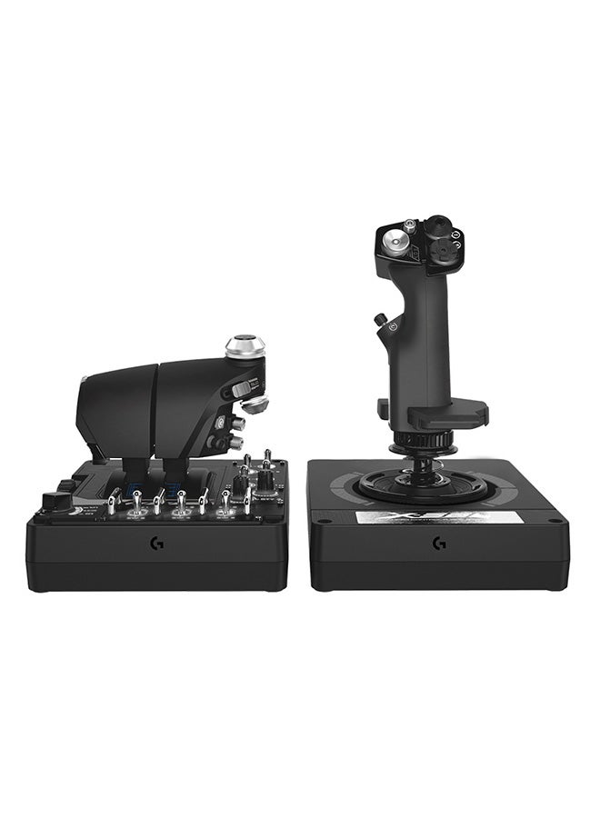 Logitech - G X56 H.O.T.A.S Throttle and Joystick Flight Simulator Game Controller, 6 Degrees of Freedom, 4 Spring Options, +189 Programmable Controls, RGB Lighting, 2x USB, PC - Black - Image 1