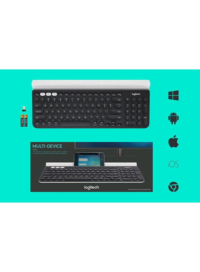 Logitech - K780 Multi-Device Wireless Keyboard 2.4GHz and Bluetooth Black - Image 1
