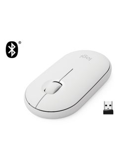 Logitech M350 Pebble Wireless Mouse, Bluetooth or 2.4 GHz With USB Mini-Receiver, Silent, Slim Computer Mouse With Quiet Click for Laptop/Notebook/PC/Mac White  - Image 3