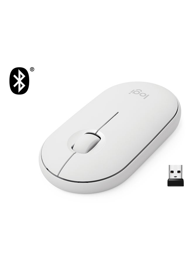 Logitech - M350 Pebble Wireless Mouse, Bluetooth or 2.4 GHz With USB Mini-Receiver, Silent, Slim Computer Mouse With Quiet Click for Laptop/Notebook/PC/Mac White - Image 1