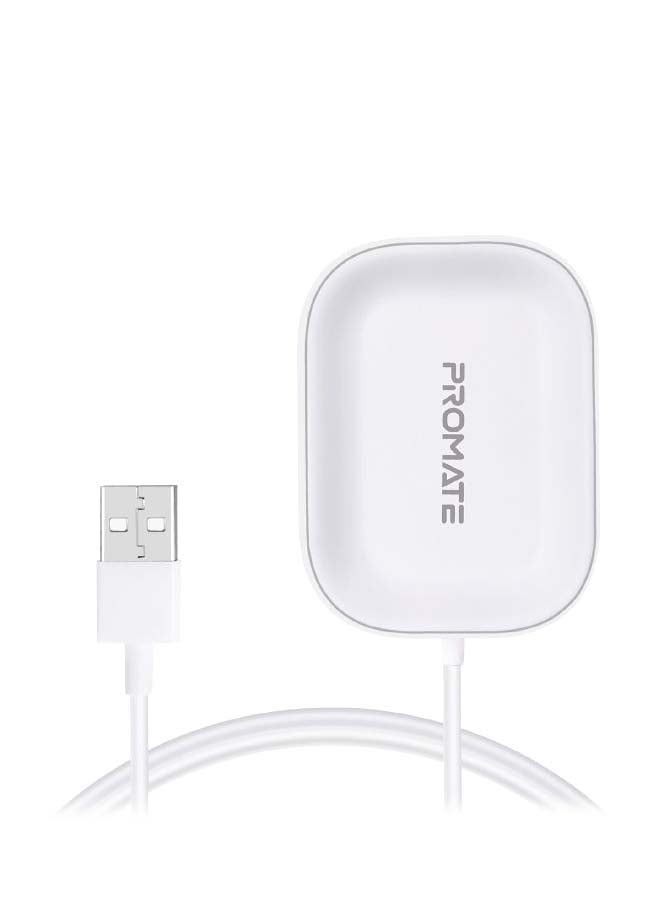 PROMATE - Wireless Charger For AirPods, Powerful 5W Wireless Charging Dock with Anti-Slip Surface Design and Over-Charging Protection For AirPods and AirPods Pro, AuraPod-1 White - Image 1