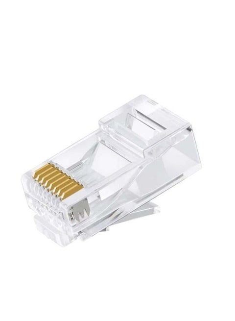 25-Piece Open End Pass Through Cat6 Lock Style Safety Connector Set Clear/Gold