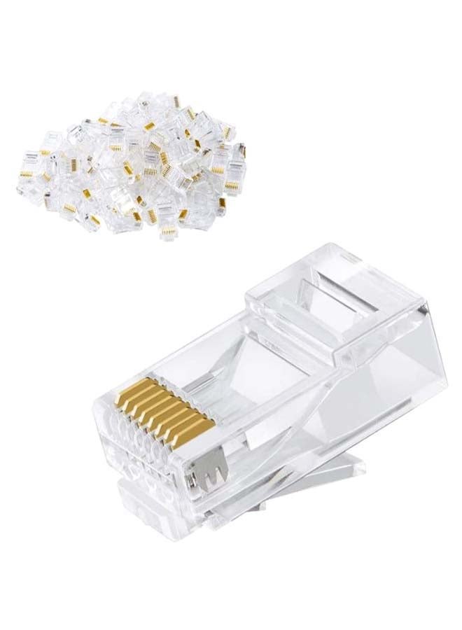 Kuwes - 25-Piece Open End Pass Through Cat6 Lock Style Safety Connector Set Clear/Gold - Image 1