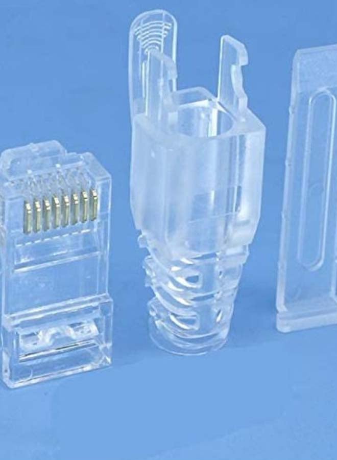Kuwes - 25-Piece Open End Pass Through Cat6 Lock Style Safety Connector Set Clear/Gold - Image 1