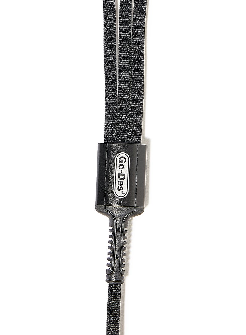 جو-ديز كابل 3 في 1 للشحن ومزامنة البيانات أسود - Image 2