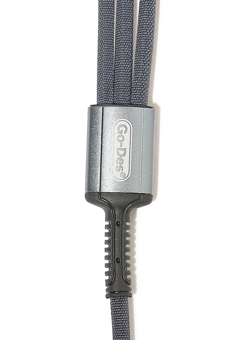 GO-DES 3-In-1 Data Sync Charging Cable Grey - Image 2