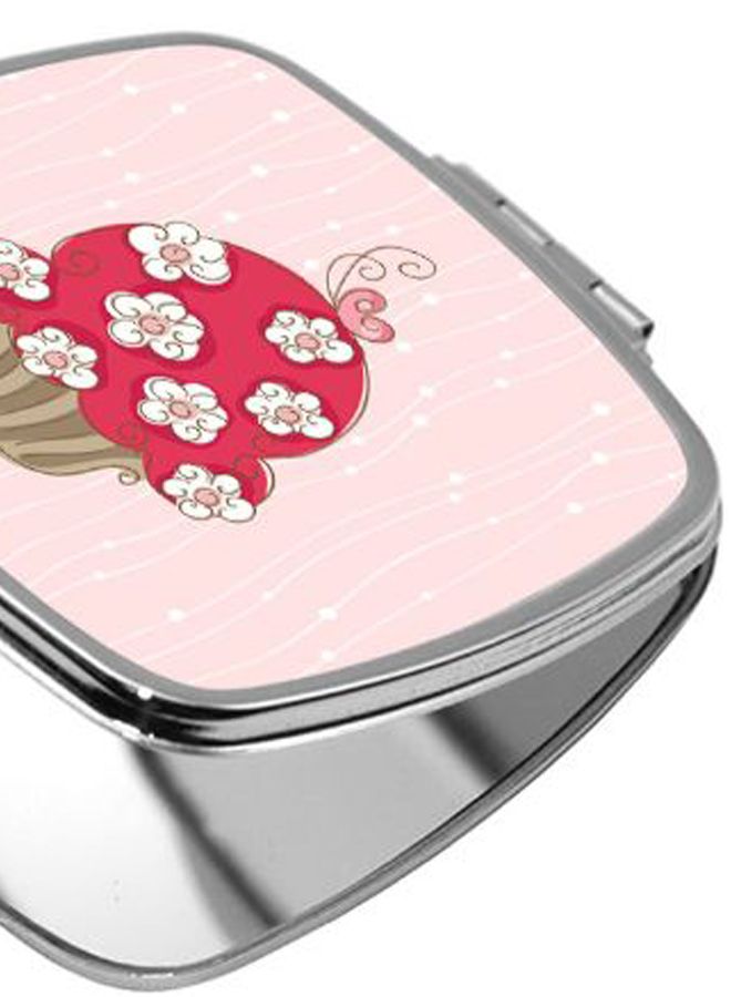 Decalac - Square Curve Shape Cake Flowers Pocket Mirror Multicolour - Image 1
