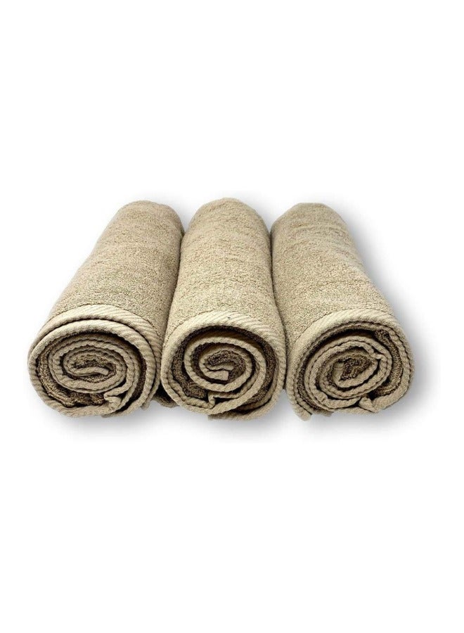 Lushh 3-Piece Cotton Bath Towel Set Beige 70x140cm  - Image 2