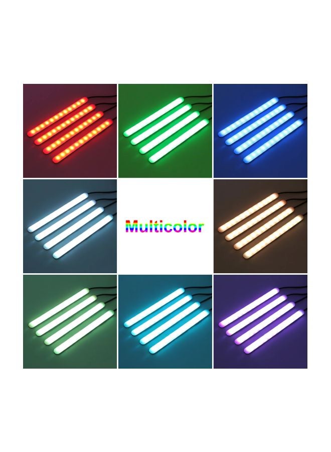 شريط إضاءة LED بإضاءة متعددة الألوان RGB للسيارة يثبت تحت الأقدام  مع جهاز تحكم عن بعد وشاحن من 4 قطع - Image 5