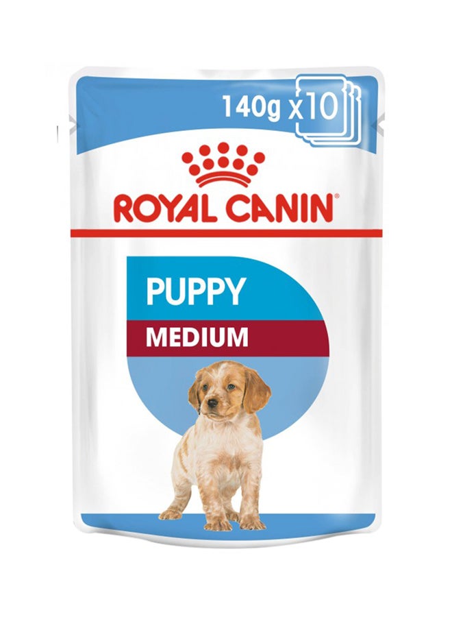 ROYAL CANIN Health Nutrition Medium Puppy Wet Food Pouches 140g Pack Of 10  - Image 1