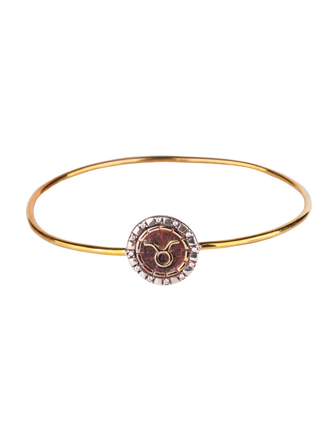 بيج ديزاين سوار من الفضة والنحاس الأصفر عيار 925 بتصميم علامة برج الثور وحجر الزركون - Image 2