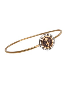 925 C Silver And Brass Horoscope Sagittarius Bracelet with Zircon Stone