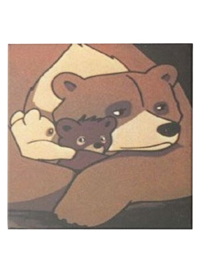 Bears Animation Hidden Frame Canvas Wall Painting Brown/Beige/Grey 50 x 50cm - Image 1