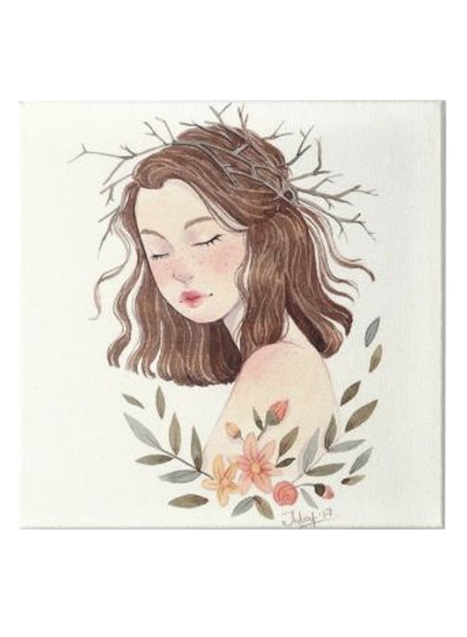 Girl Animation Hidden Frame Canvas Wall Painting Multicolour 50 x 50cm - Image 1