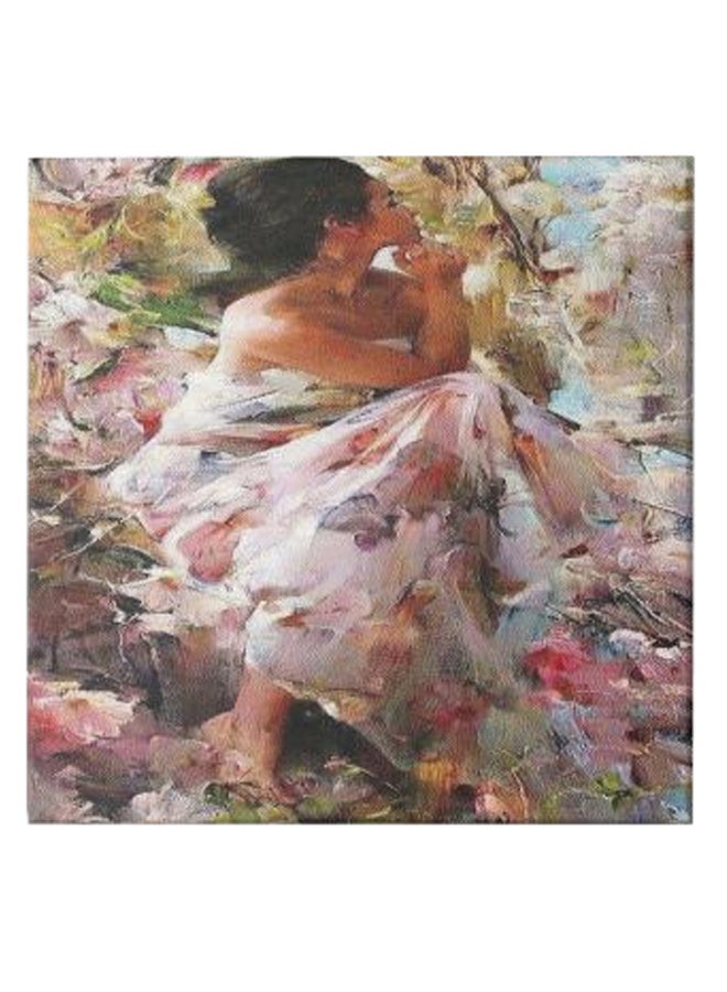 لوحة فنية من قماش الكانفاس بإطار مخفي تحمل صورة رسوم متحركة لفتاة متعدد الألوان 50 x 50سم - Image 1