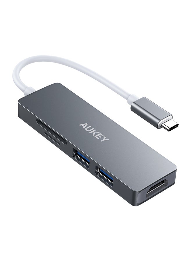 Aukey 5 in 1 Ports Slim USB-C Hub, CB-C72 Grey - Image 1