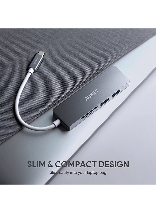 Aukey 5 in 1 Ports Slim USB-C Hub, CB-C72 Grey - Image 3