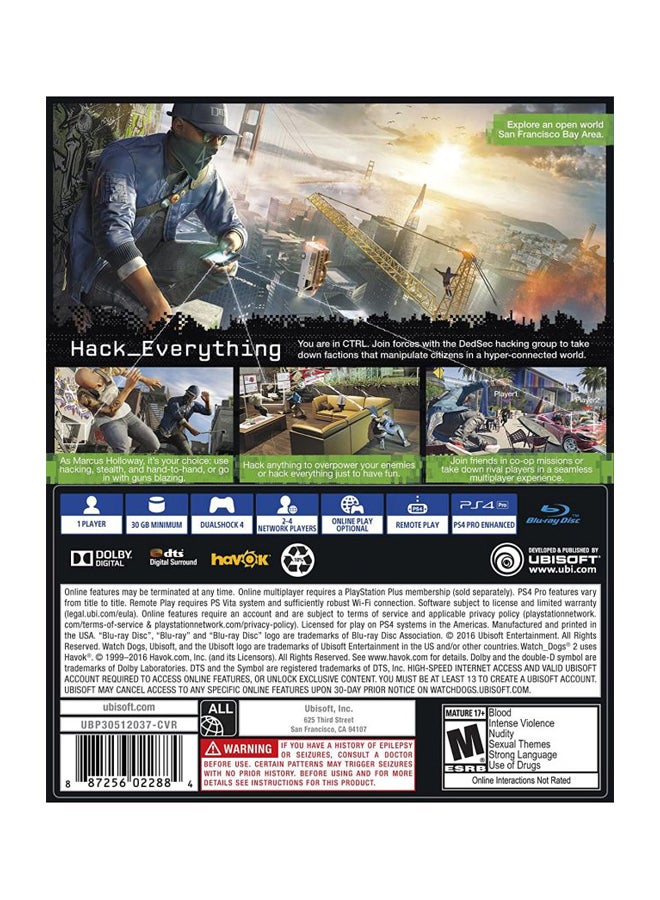 Watch Dogs 2 (Intl Version) - Action & Shooter - PlayStation 4 (PS4)