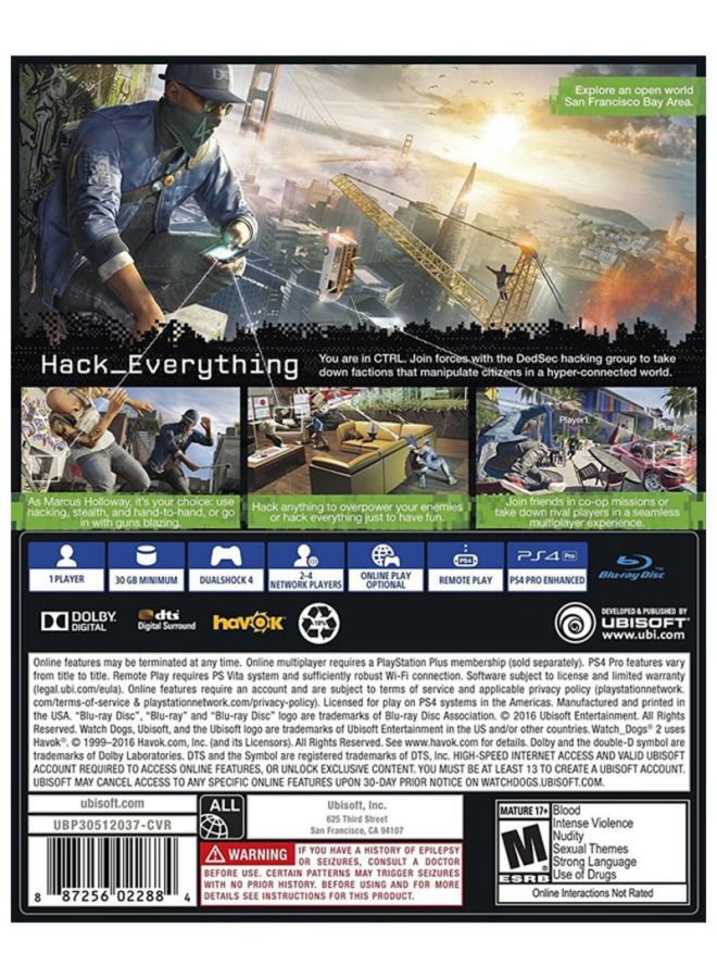 Ubisoft - Watch Dogs 2 (Intl Version) - Action & Shooter - PlayStation 4 (PS4) - Image 1