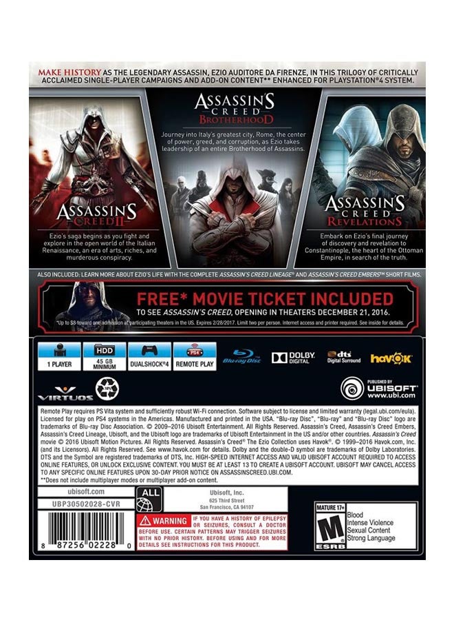 أوبيسوفت لعبة "Assassin's Creed : The Ezio Collection" (إصدار عالمي) - تقمص الأدوار - بلاي ستيشن 4 (PS4) - Image 2