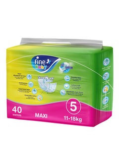 Fine Baby 40 Pieces Baby Diapers, Size 5,Maximum 11-18 Kg,Economy Pack  - Image 2