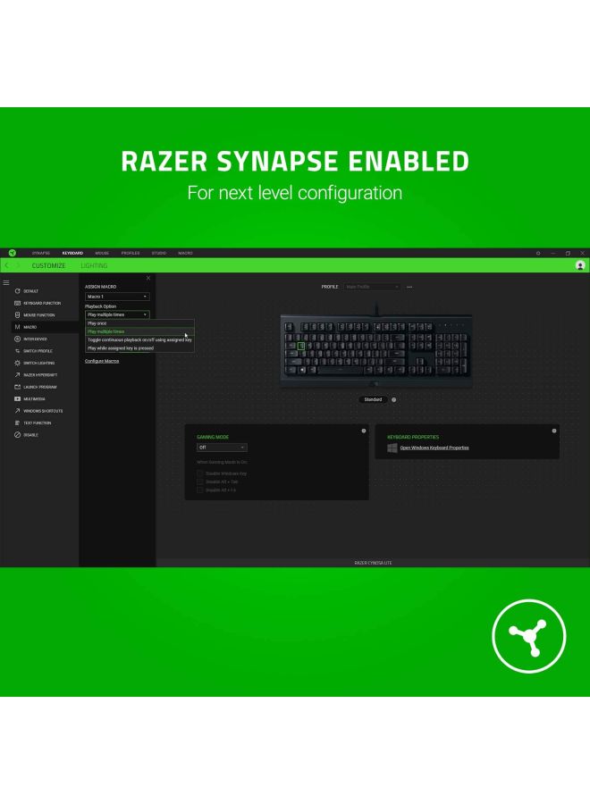 RAZER - Cynosa Lite Gaming Keyboard - US Layout Black - Image 1