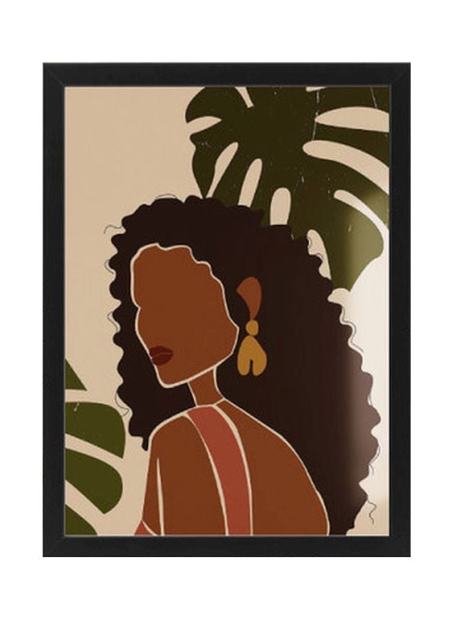 Boomah Accessories Woman Portrait Illustration Poster With Frame Beige/Brown/Black 21x30centimeter 