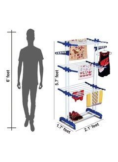 J&J 3-Tier Cloth Drying Rack Blue/White 5.7x2.1x1.7feet  - Image 2