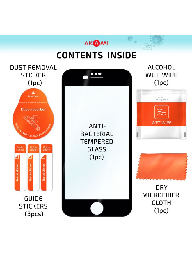 Akami Tempered Glass Screen Protector For Apple iPhone SE 2020 Black/Clear - Image 5