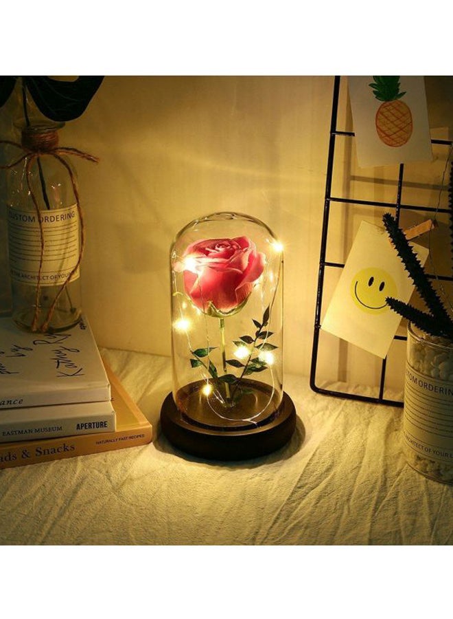 شريط بإضاءة LED للزينة بغطاء زجاجي بتصميم على شكل وردة ألوان أسود/ وردي/ شفاف 19.8x10.5x10.5سم - Image 3