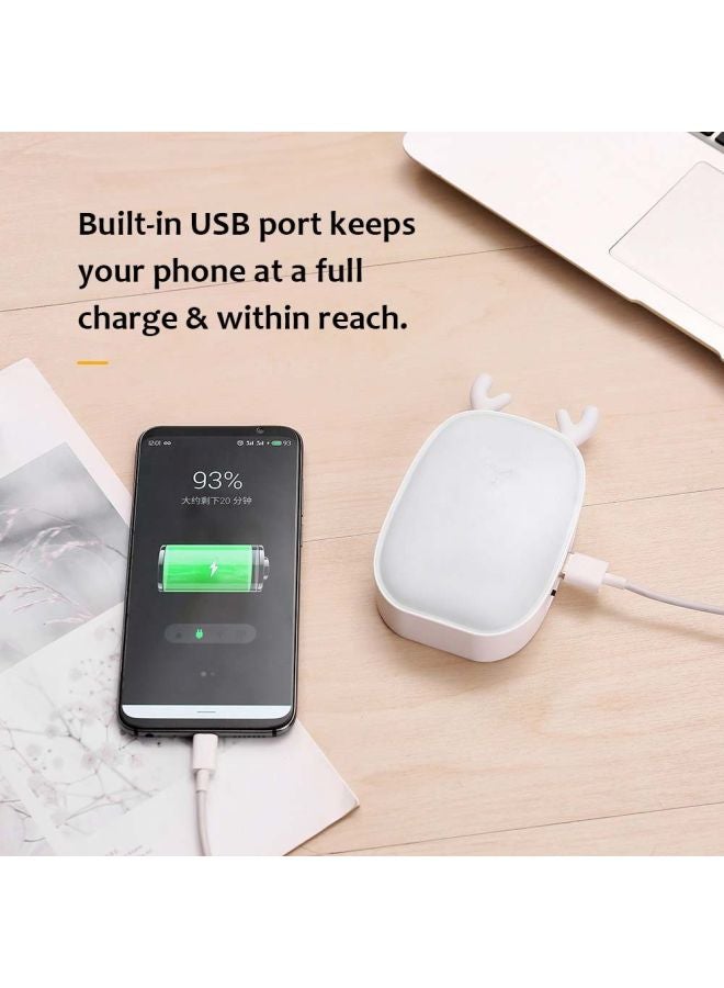 مصباح طاولة بمنفذ USB على شكل غزال أبيض 14x8x4سم - Image 2