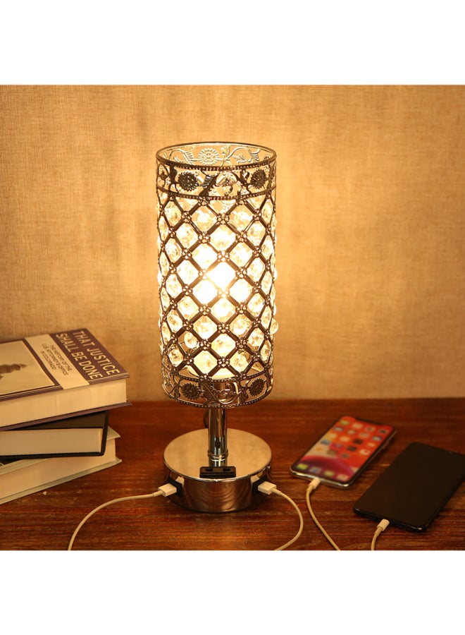 Tomshine Dual USB Touch Control Table Lamp Clear/Silver 330 x 110mm - Image 2