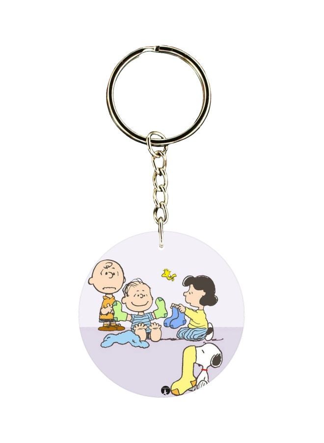 بي بي سلسلة مفاتيح بوجهين بطبعة رسوم كرتونية