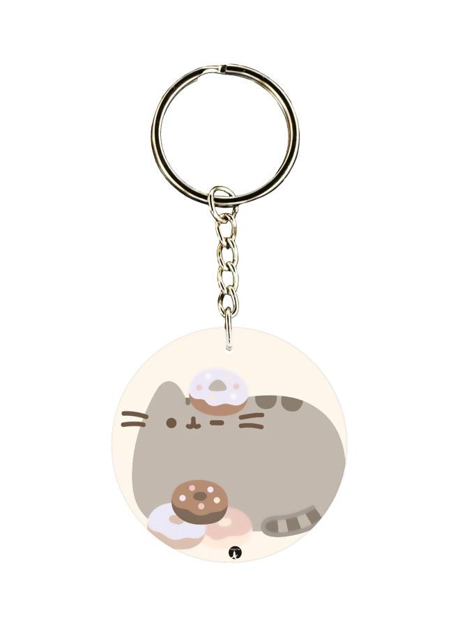 BP Cartoon Cat Printed Dual Sided Keychain