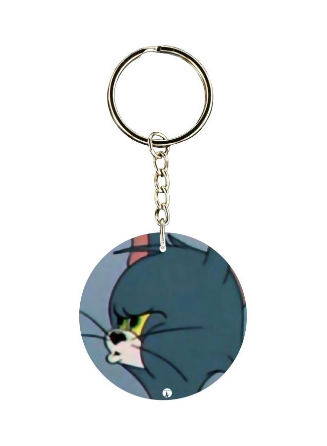 بي بي سلسلة مفاتيح مزيّنة على الوجهين بطبعة كرتونية على شكل شخصية توم