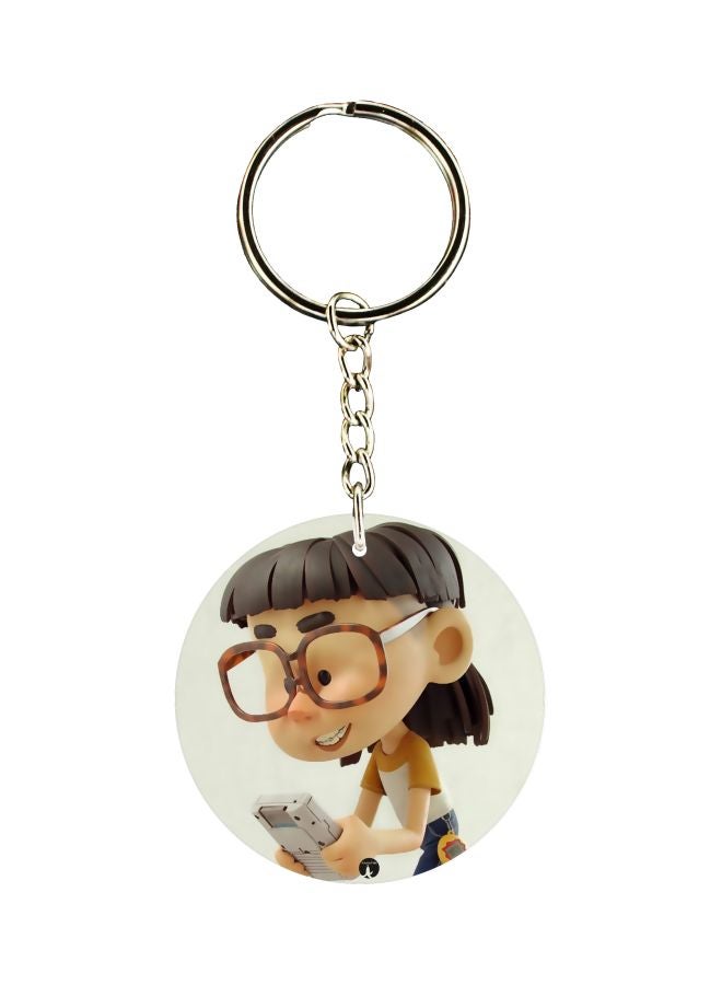 بي بي سلسلة مفاتيح بطبعة شخصية كرتونية على الجانبين