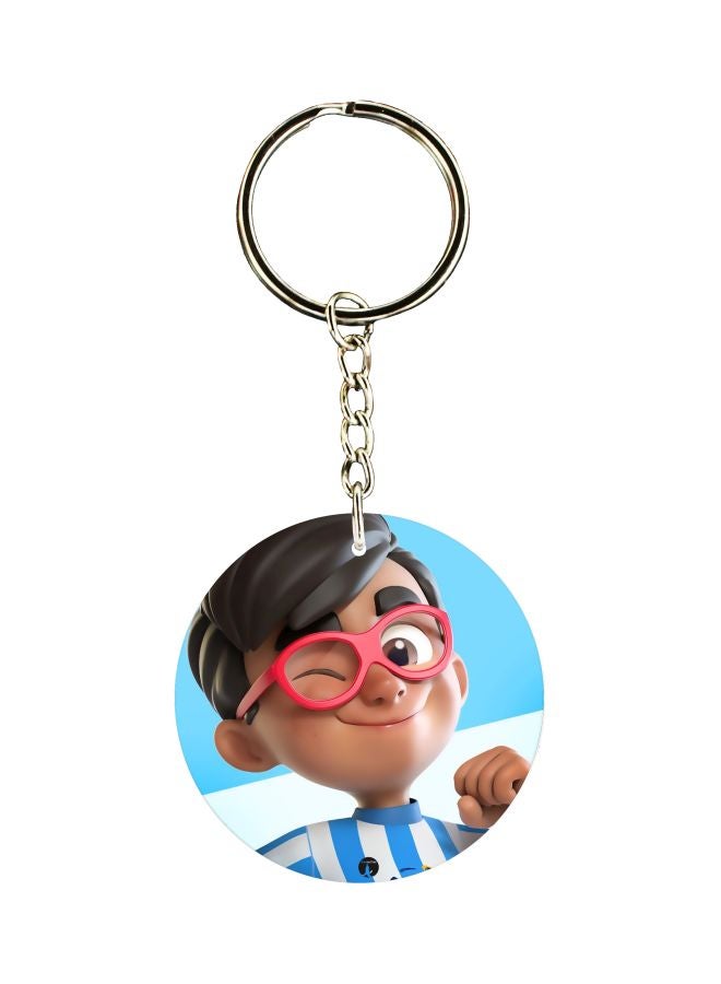 بي بي سلسلة مفاتيح بوجهين بطبعة رسوم كرتونية