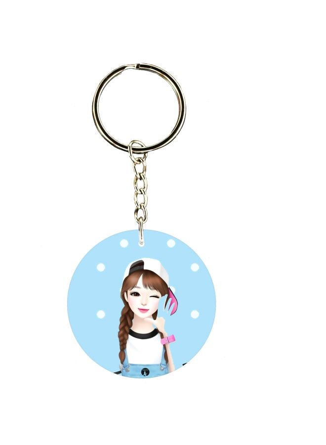 BP Double Sided Girl Printed Keychain