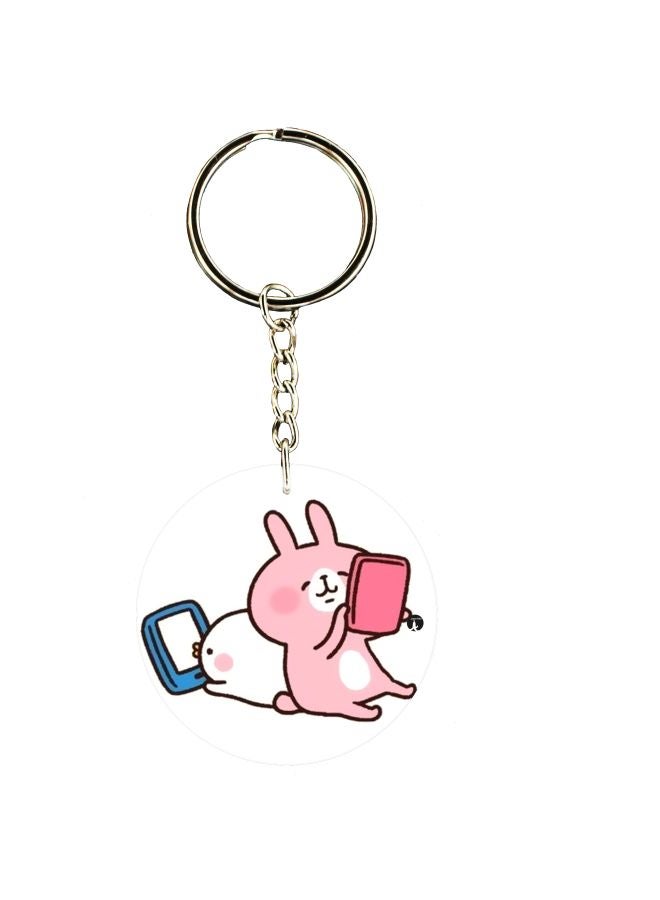 بي بي سلسلة مفاتيح بوجهين بطبعة رسوم كرتونية