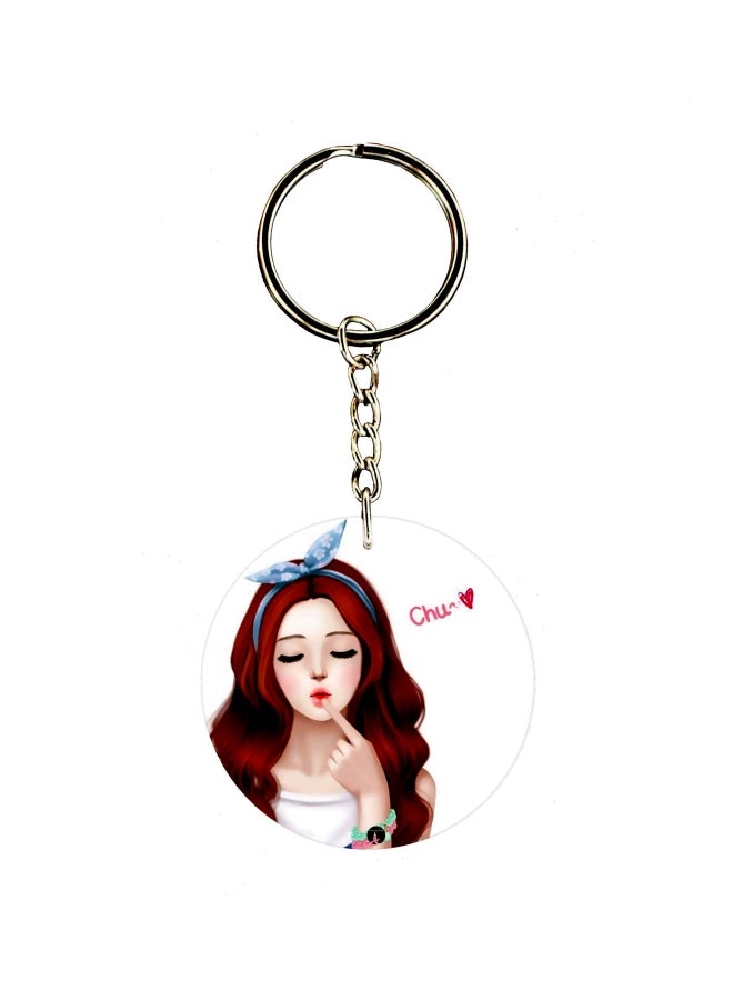 بي بي سلسلة مفاتيح بوجهين بطبعة فتاة