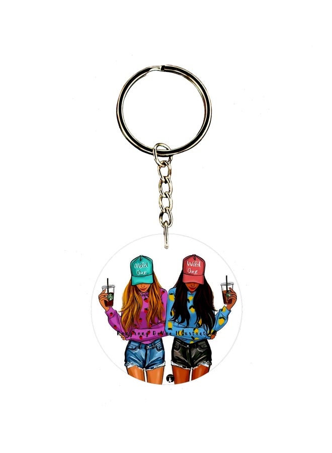 بي بي سلسلة مفاتيح بوجهين بطبعة فتاة