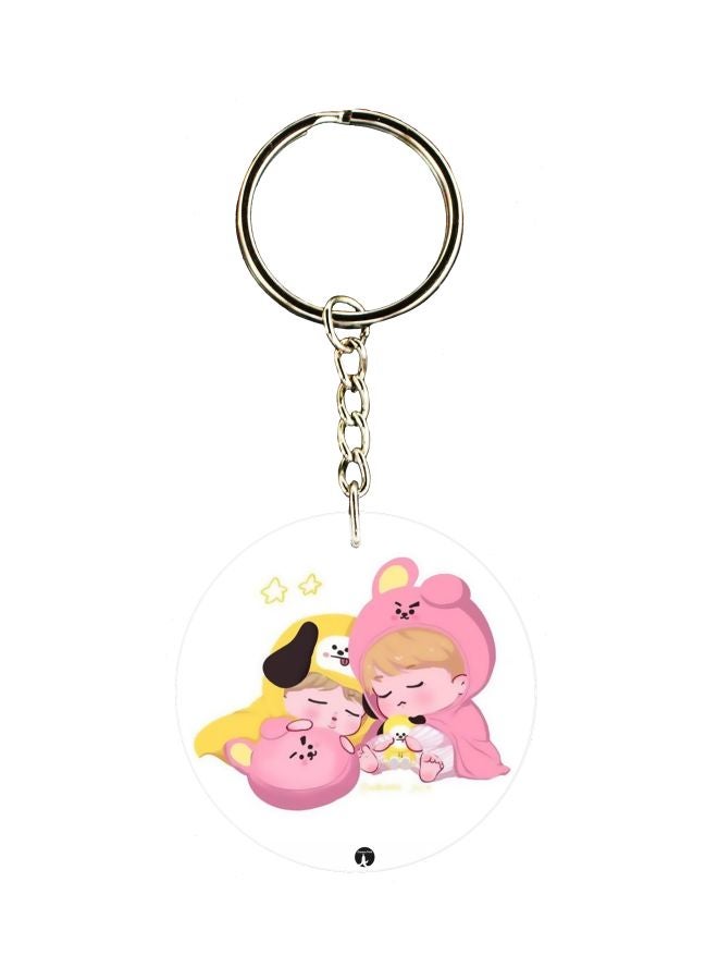 BP Cartoon Printed Double Sided Keychain
